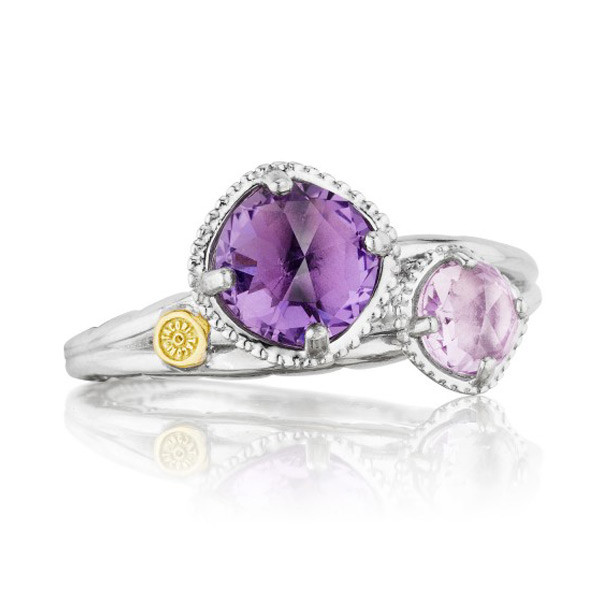 Tacori 18K925 2 Stone Rose Amethyst & Purple Amethyst Ring 