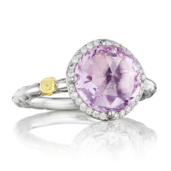 Tacori 18K925 Diamond Halo Ring with Rose Amethyst