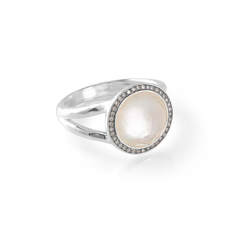 IPPOLITA Silver Lollipop Mini Pearl and Diamond Ring