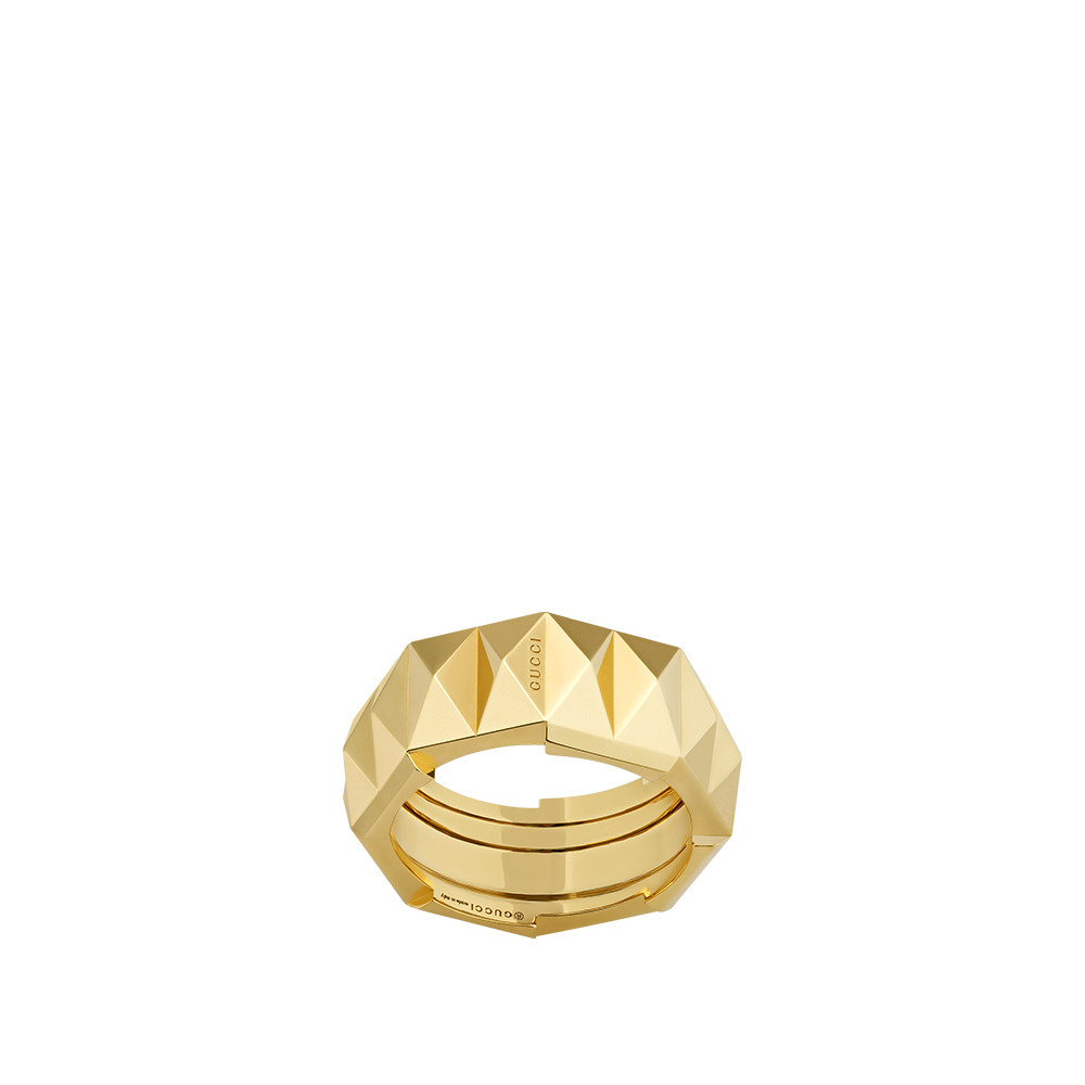 Gucci Link to Love studded ring in 18k yellow gold