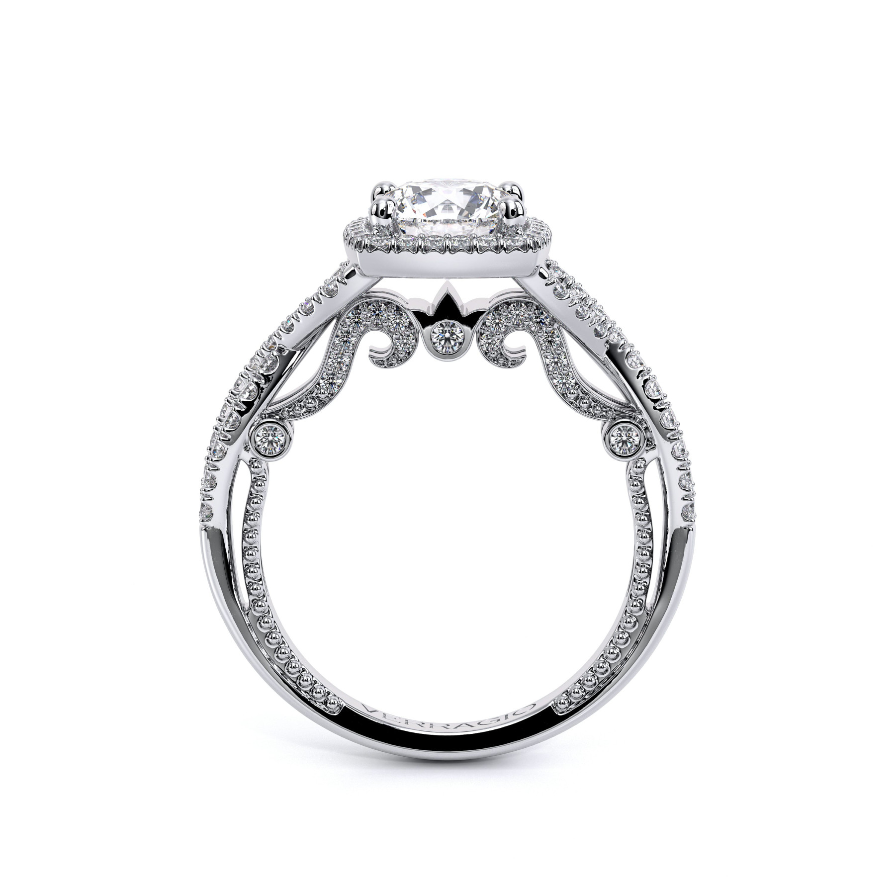 Verragio Insignia Cushion Halo Twist Engagement Ring Setting profile