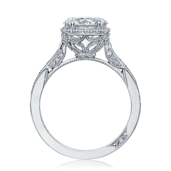 Tacori Dantela Round Pavé Diamond Engagement Ring Setting in 18K Gold side view