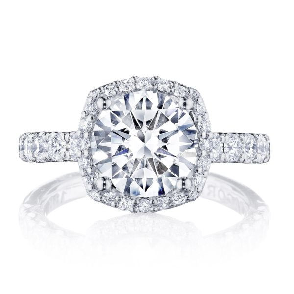 Tacori Petite Crescent Cushion Bloom Diamond Ring Setting in 18K Gold main view
