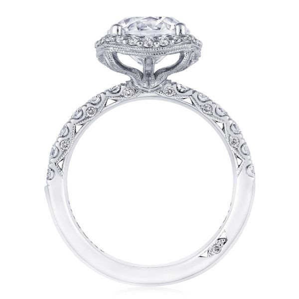Tacori Petite Crescent Cushion Bloom Diamond Ring Setting in 18K Gold side view