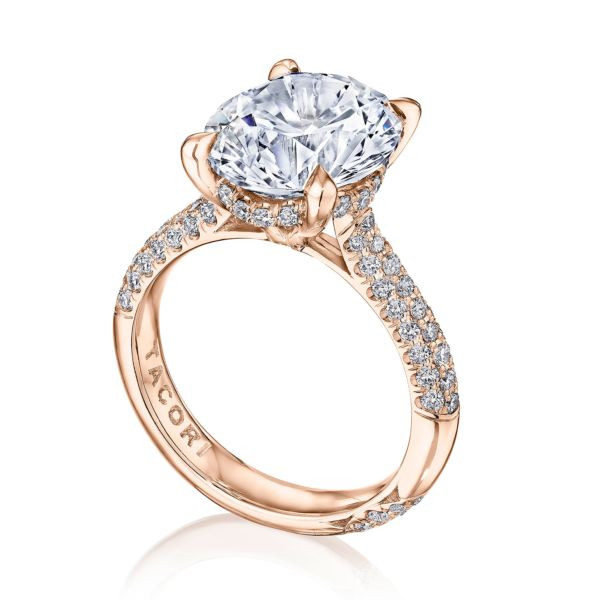 Tacori RoyalT Round Pavé Diamond Wedding Ring Setting angle view