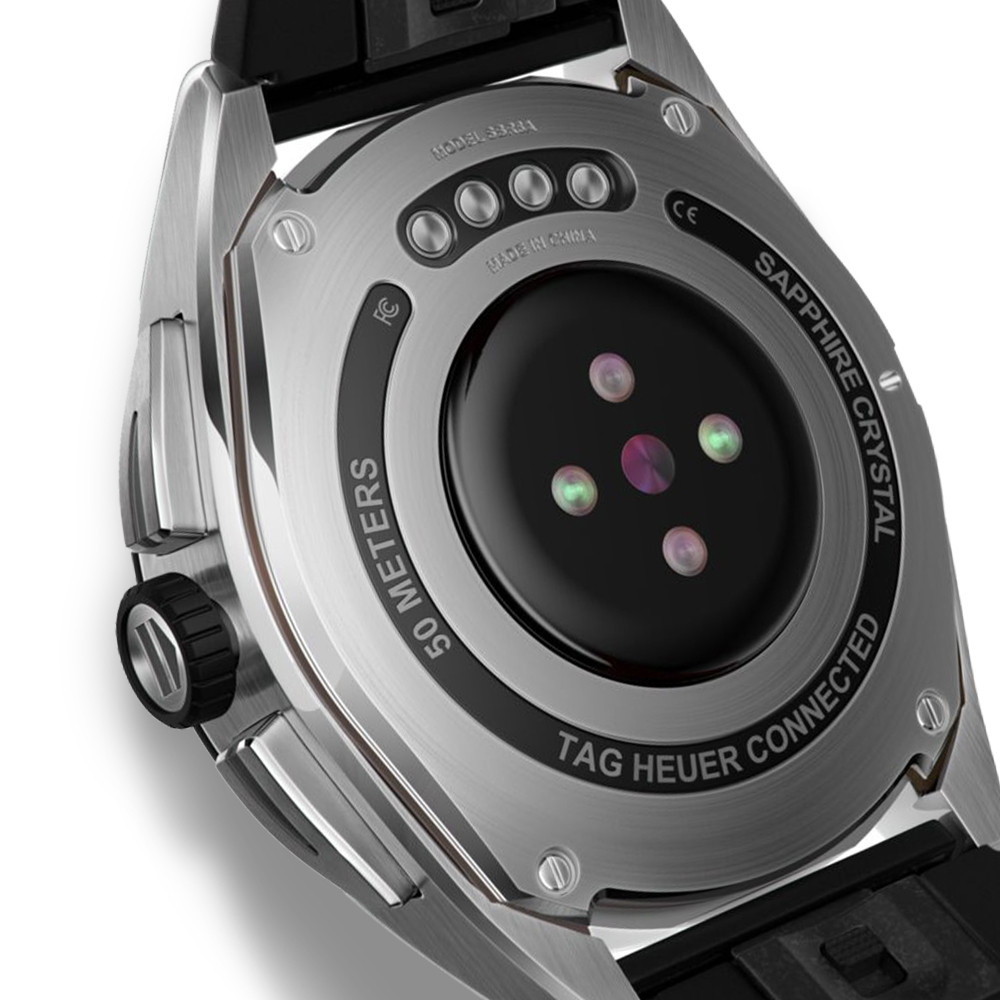 TAG Heuer Connected E4 42mm Smartwatch on a Black Leather Strap Caseback