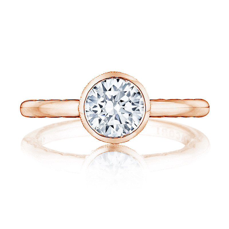 Tacori 300-2RD7 Rose Gold Bezel Set Engagement Ring Starlit Setting Top View
