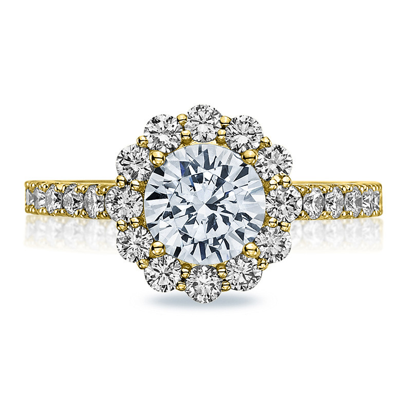 Tacori 37-2RD5 Diamond Half Way Yellow Gold Engagement Full Bloom Setting Top View