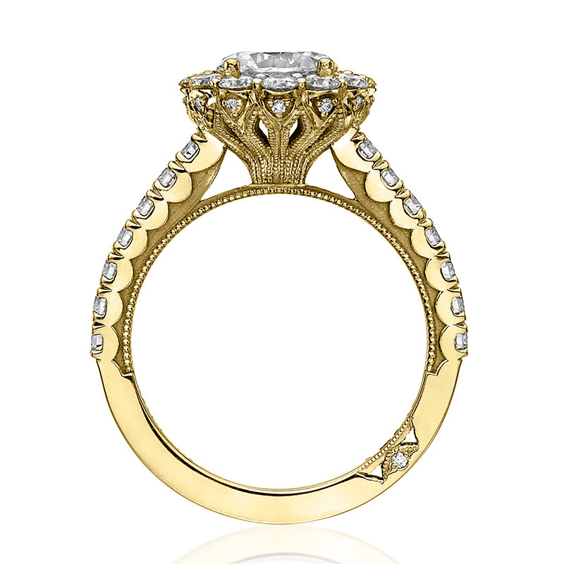 Tacori 37-2RD7.5 Diamond Half Way Yellow Gold Engagement Full Bloom Setting Edge View
