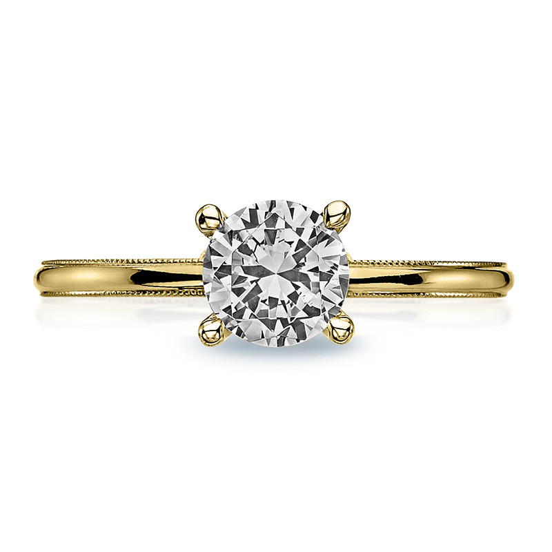Tacori 40-15RD5 Milgrain Solitaire Yellow Gold Engagement Sculpted Crescent Setting Top View