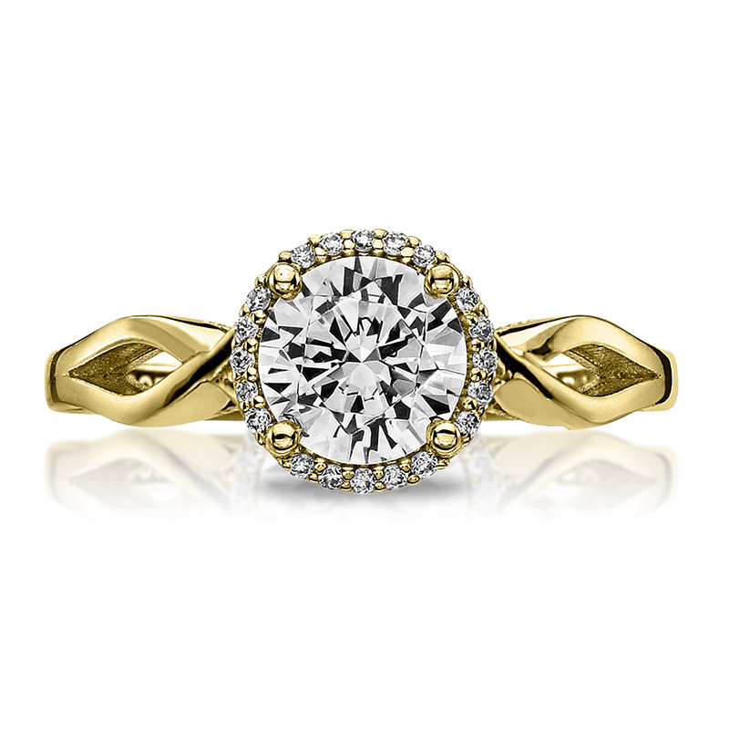 Tacori 52RD6.5 Bloom Halo Twisted Yellow Gold Engagement Sculpted Crescent Setting Top View