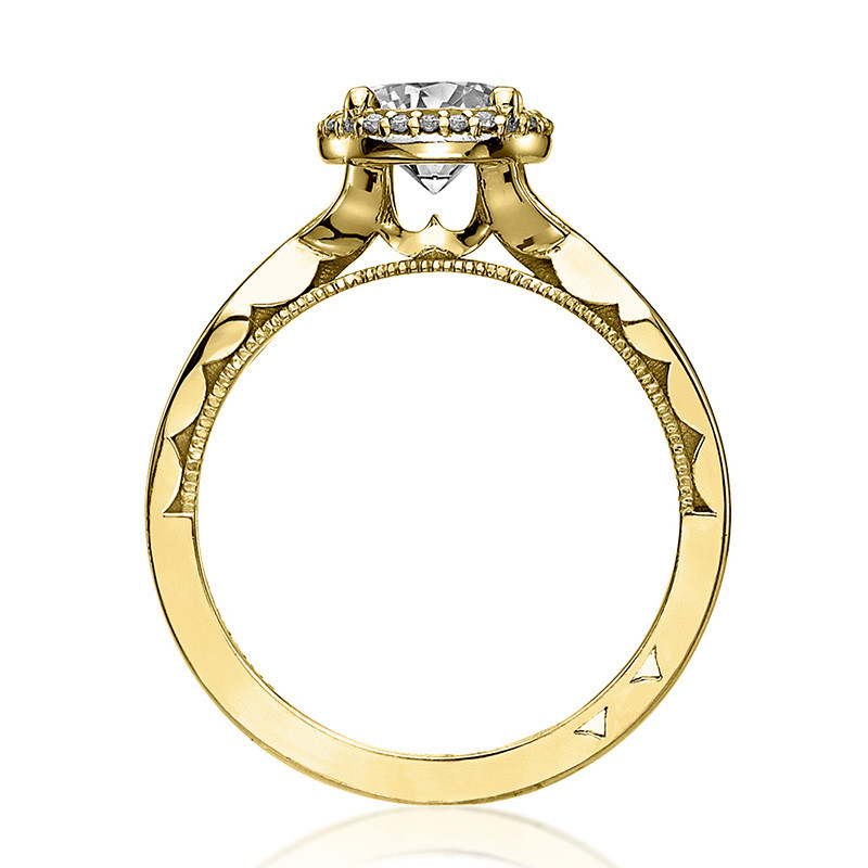 Tacori 52RD6.5 Bloom Halo Twisted Yellow Gold Engagement Sculpted Crescent Setting Edge View