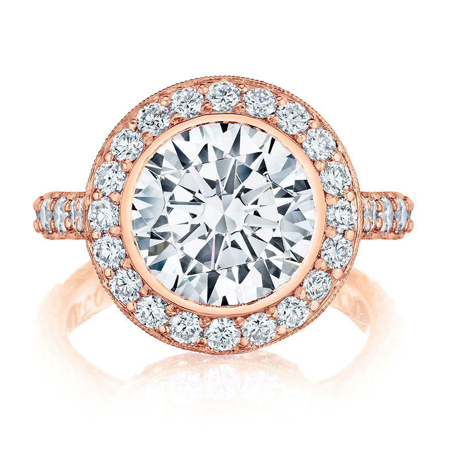 Tacori HT2614RD9 Rose Gold Diamond Bloom Engagement RoyalT Setting Top View