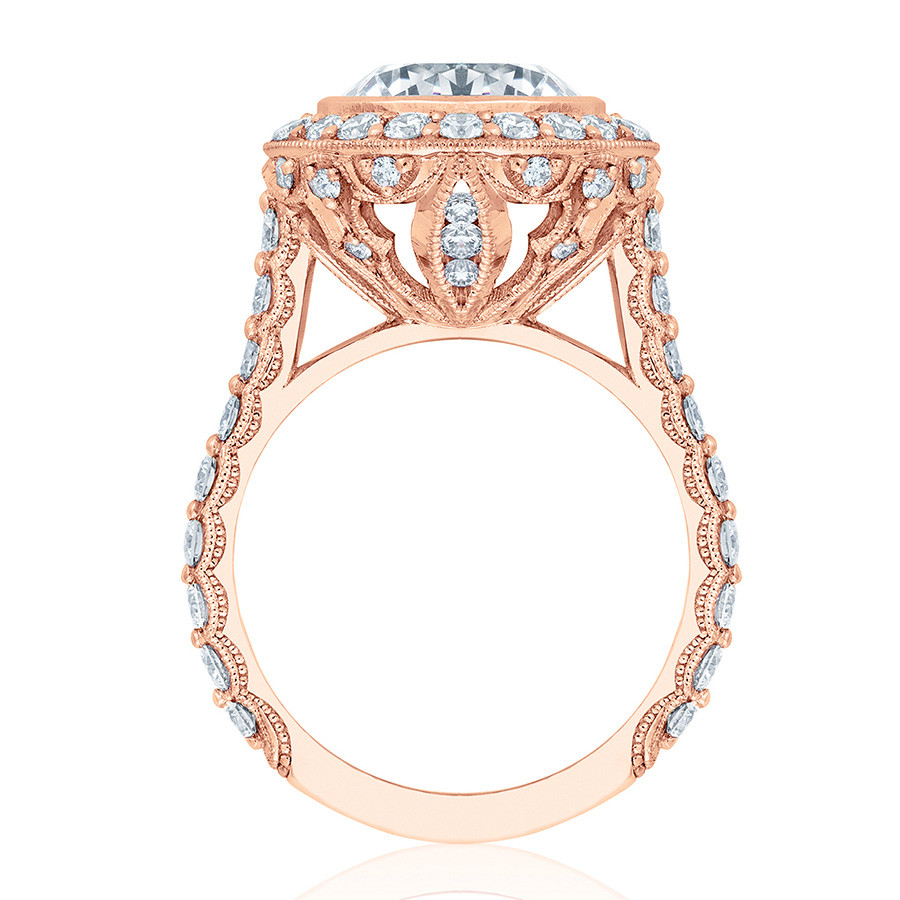 Tacori HT2614RD10 Rose Gold Diamond Bloom Engagement RoyalT Setting Edge View