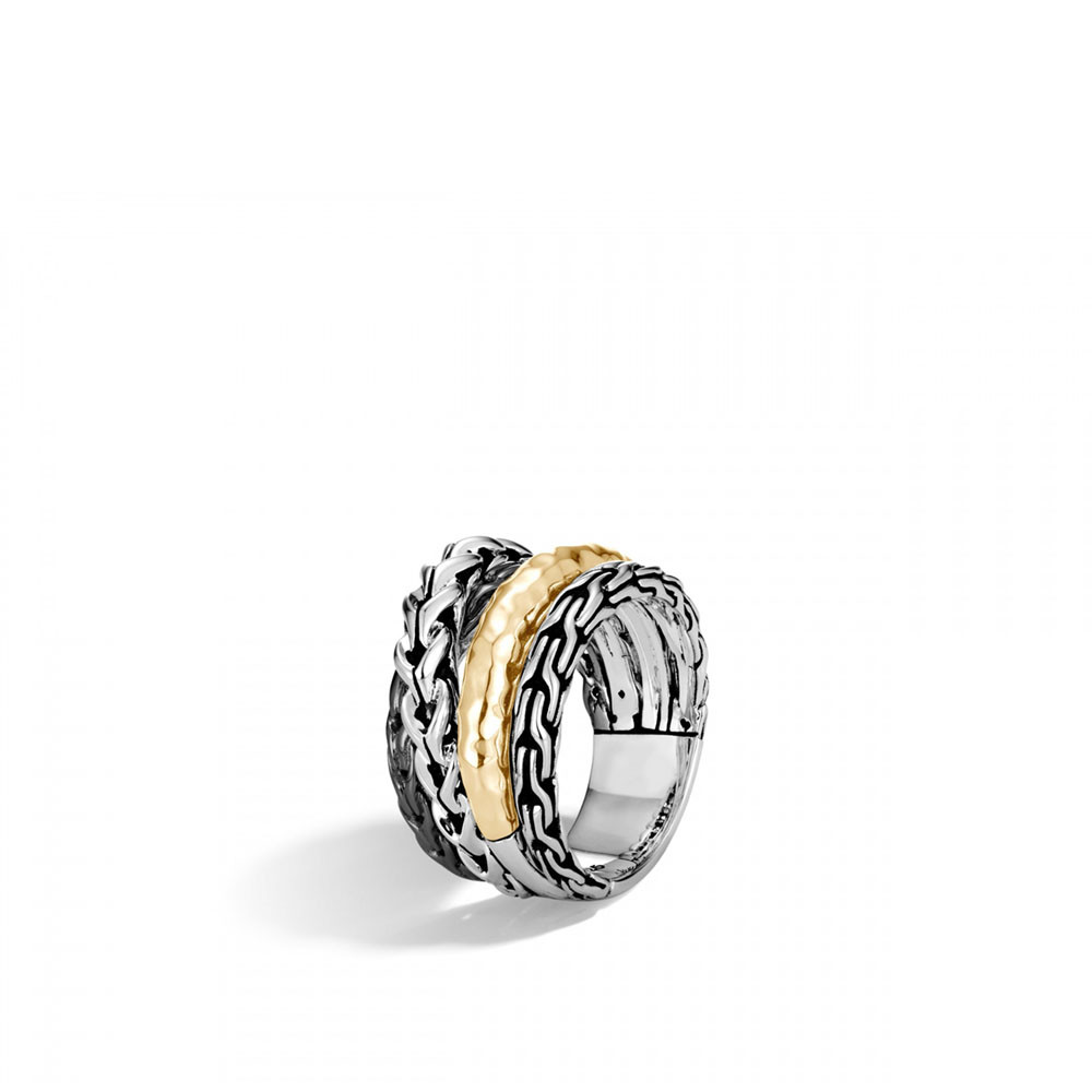 John Hardy Asli Classic Chain Two-Tone Crossover Ring angle view