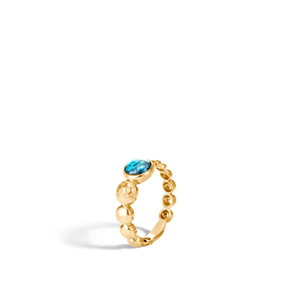 John Hardy Dot Circle Turquoise Ring in 18k Yellow Gold angle view