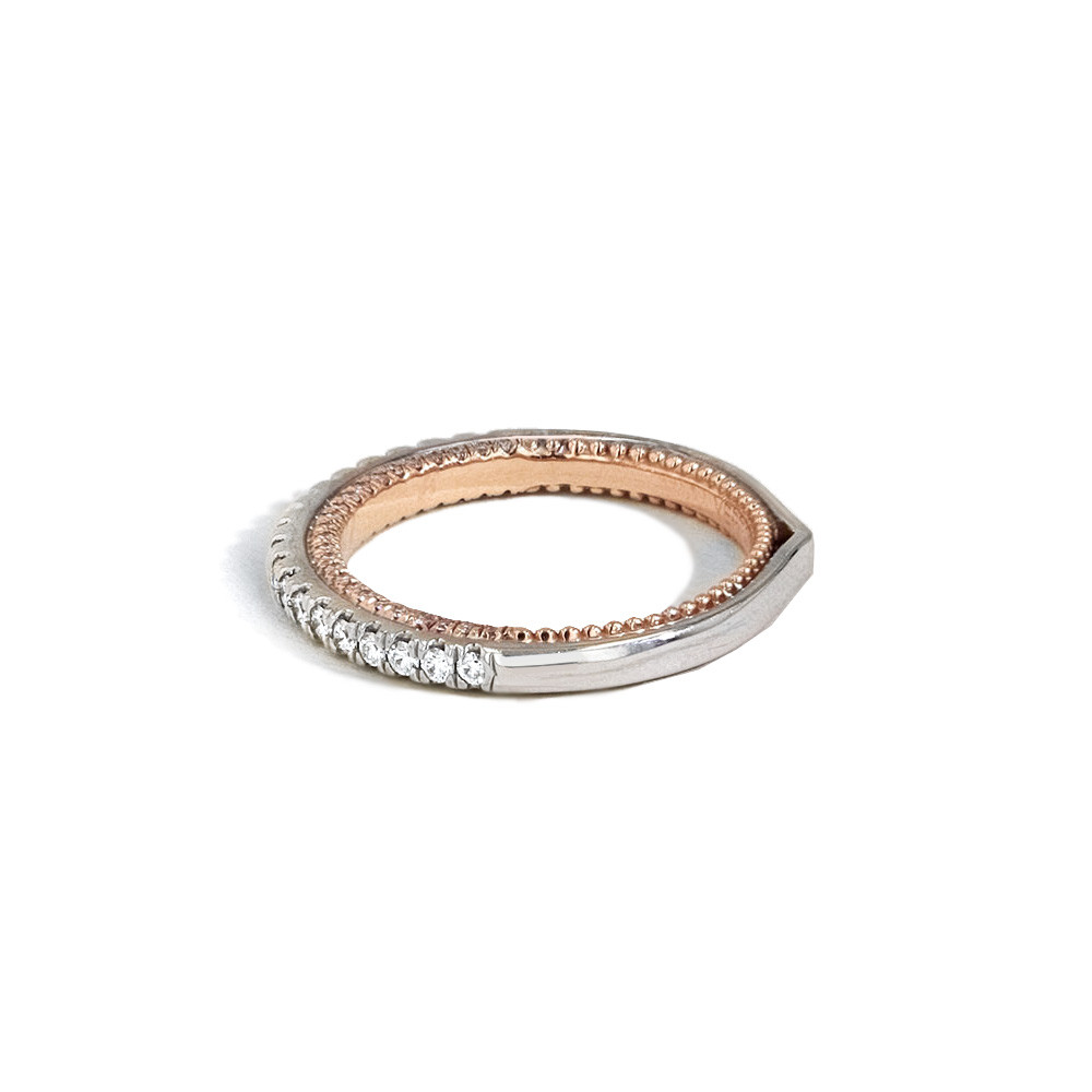 Verragio Couture Diamond Wedding Band in White and Rose Gold side view