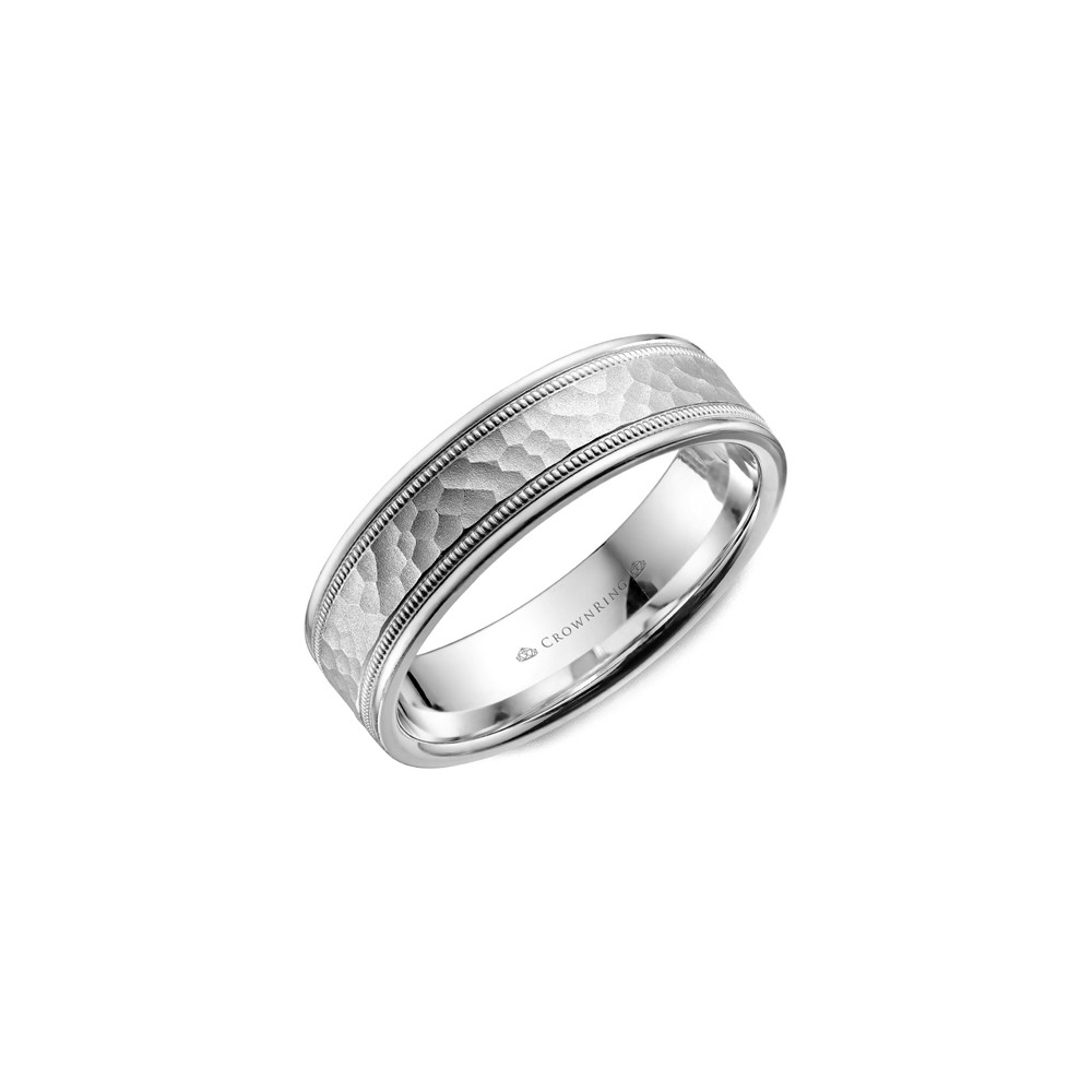 Crown Ring Platinum Hammered Band WB-9917-Z