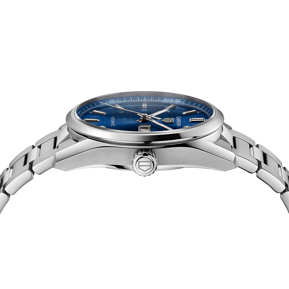 Tag Heuer Carrera Calibre 5 Day-Date Blue Dial Watch side