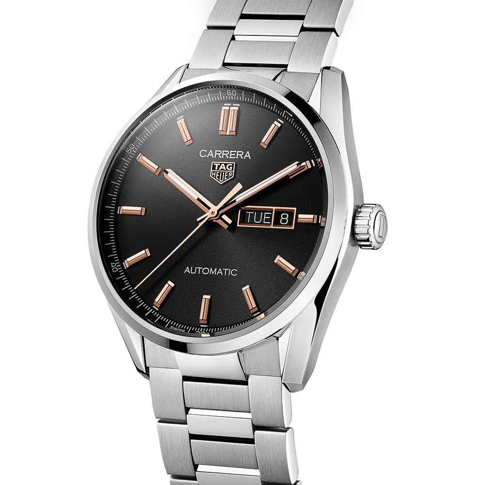 Tag Heuer Carrera 3 Hand Calibre 5 Day-Date Black and Rose Watch  