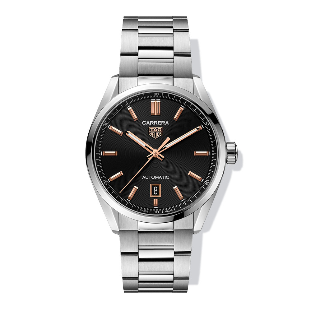 Tag Heuer Carrera Calibre 5 Three Hand Black and Rose Gold Watch