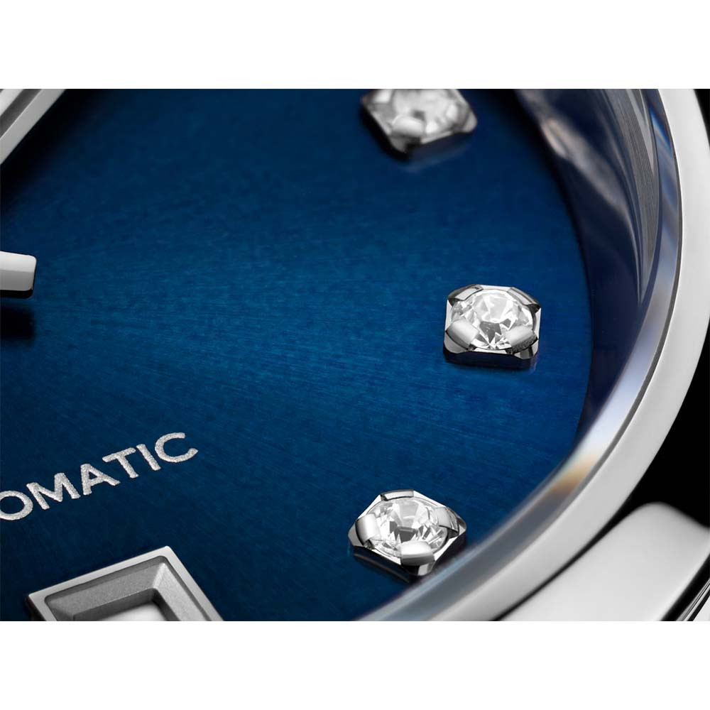 Tag Heuer Carrera Calibre 9 Blue Dial Diamond Watch closeup