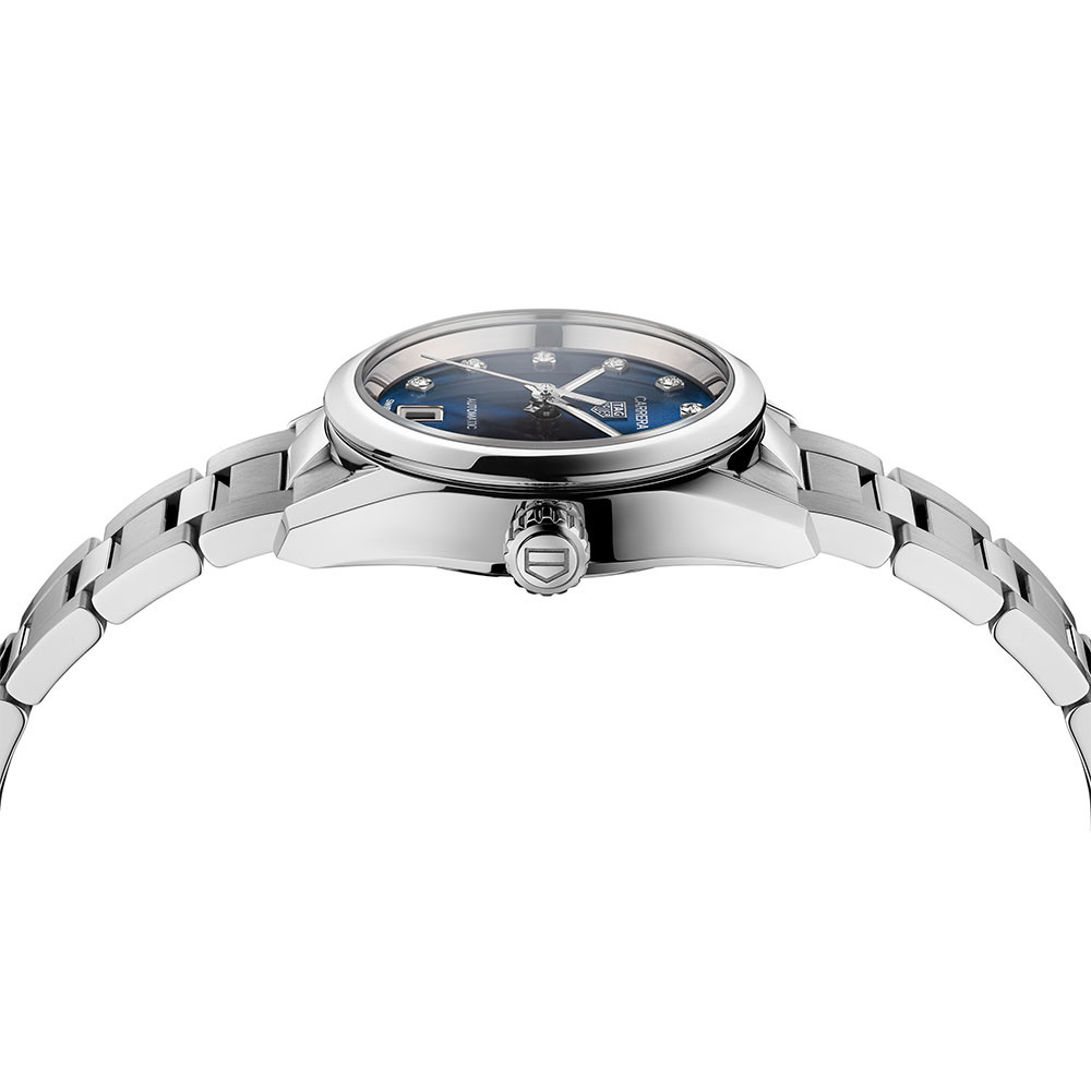 Tag Heuer Carrera Calibre 9 Blue Dial Diamond Watch side