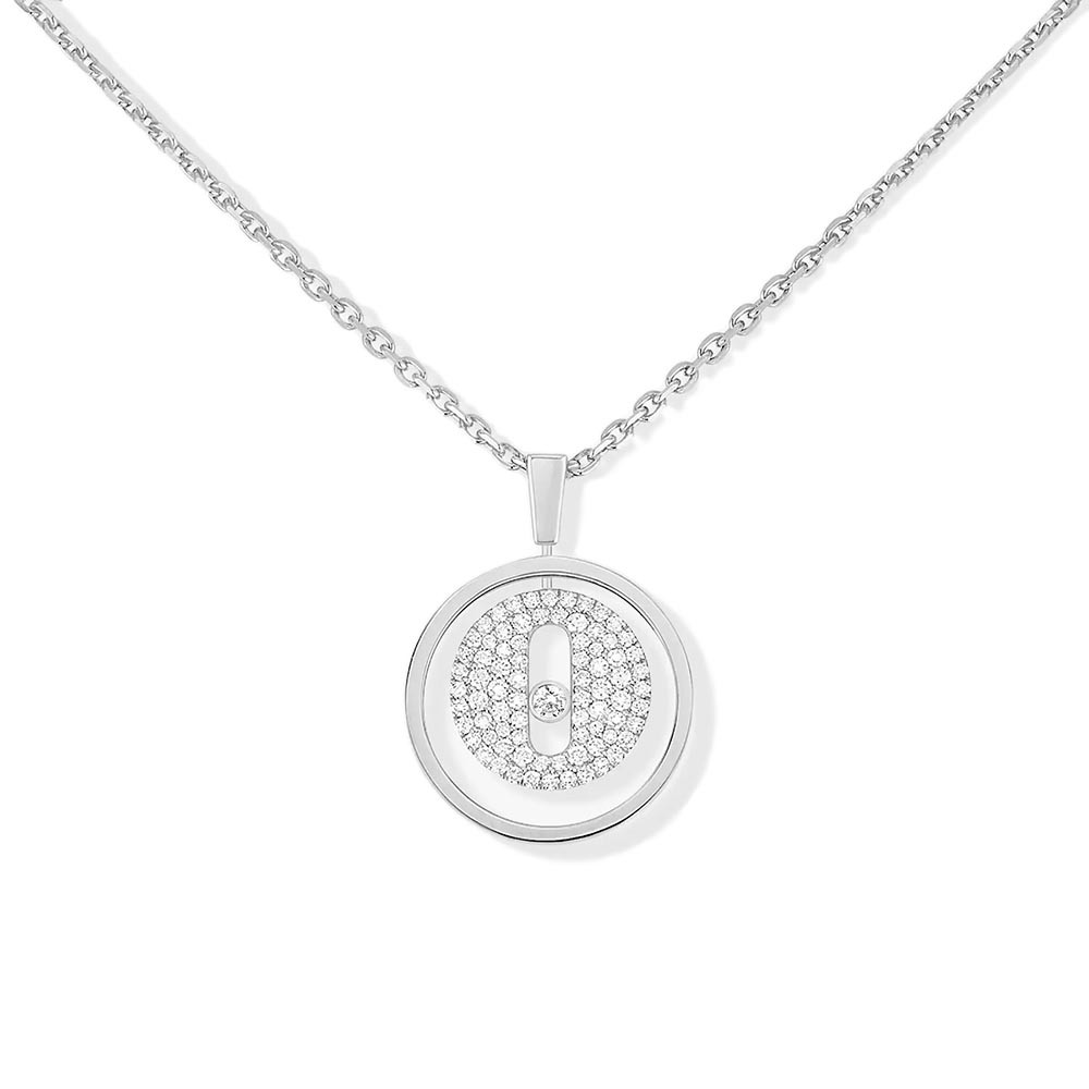 Messika Lucky Move PM Pavé Diamond Circle Necklace in 18K White Gold