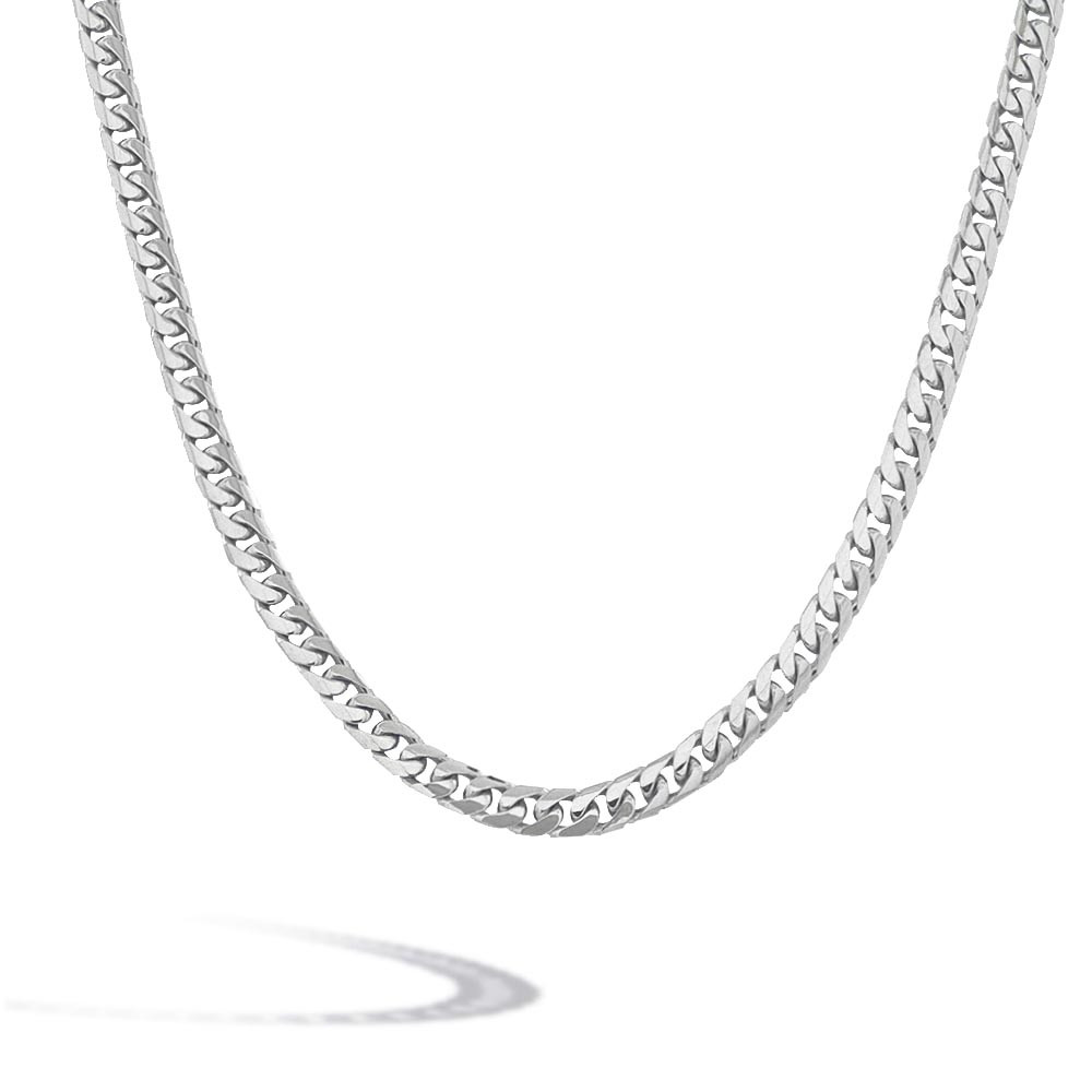 White Gold Solid Miami Cuban Link Chain Necklace - 24 Inch