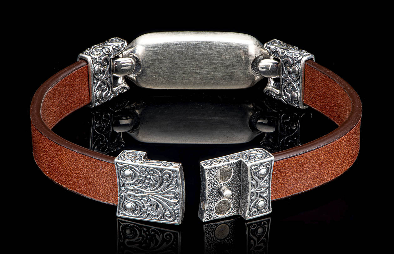 William Henry Florence Silver and Brown Bracelet Open Clasp