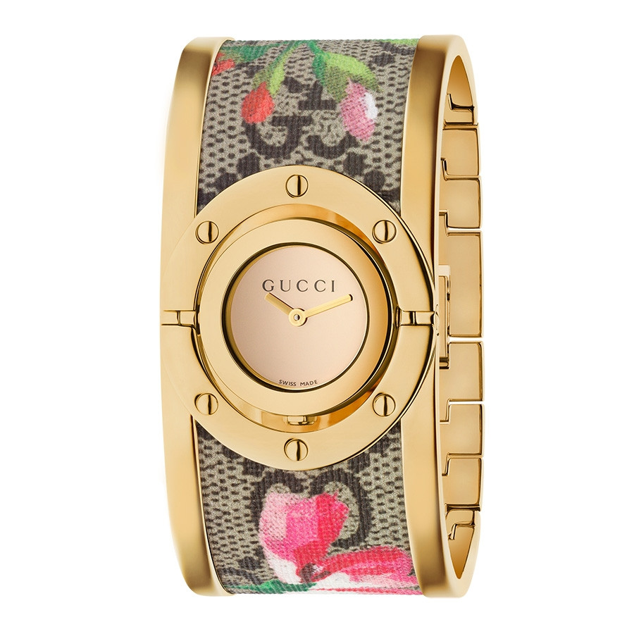 Gucci Gold and Canvas Twirl Bracelet Watch