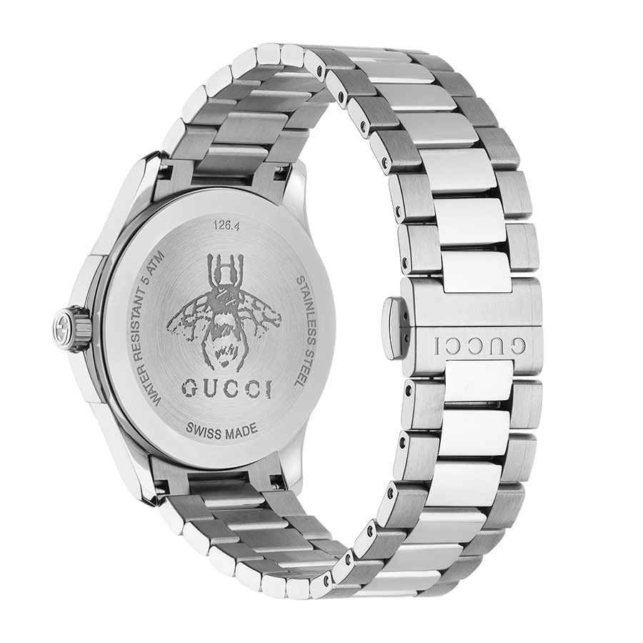Gucci Stainless Steel 38mm House Motif Dial G-Timeless Watch Angle View