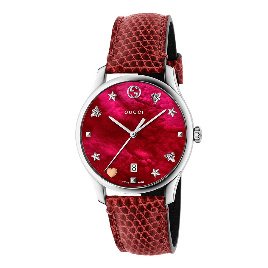 G-Timeless 36mm Cherry Mother of Pearl House Motif Gucci Dial Watch
