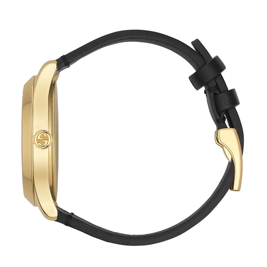 Gucci Black & Yellow Gold Bee & Star Motif G-Timeless Watch Side View