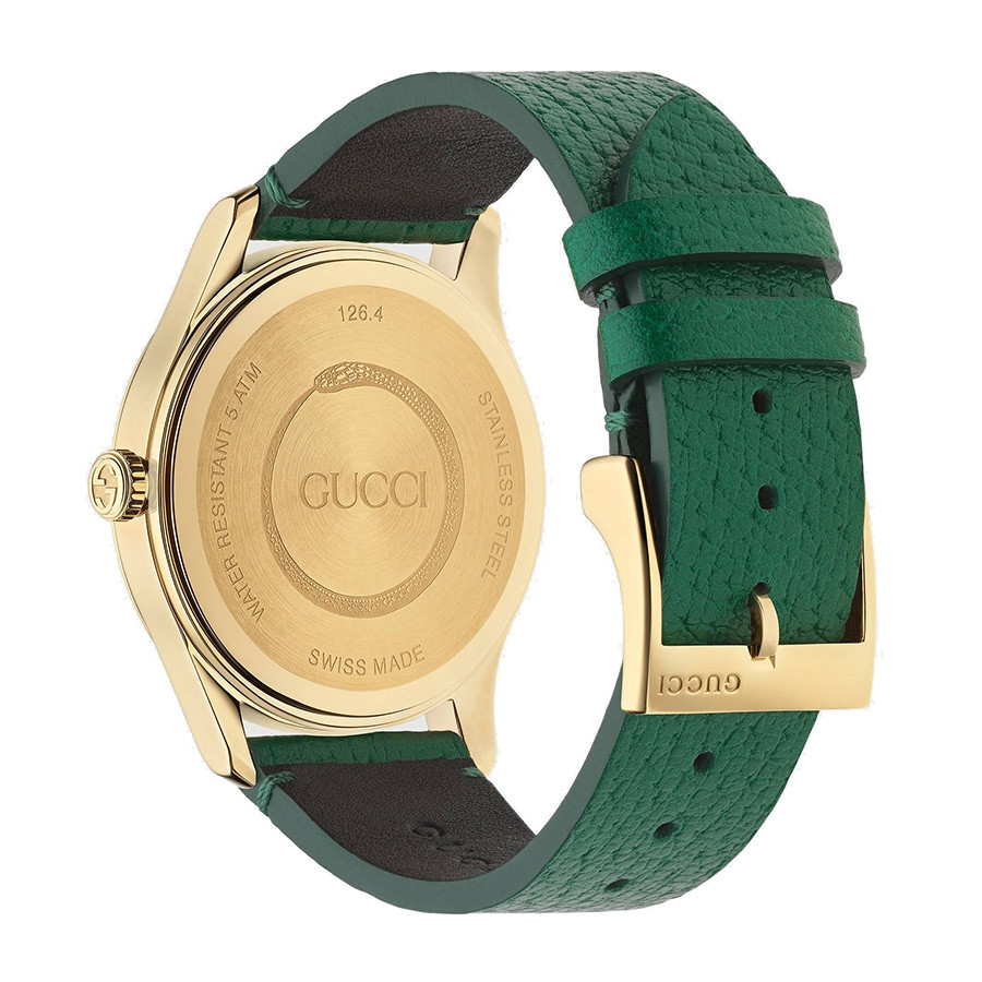 Gucci Green & Yellow Gold Bee Motif G-Timeless Watch Back View