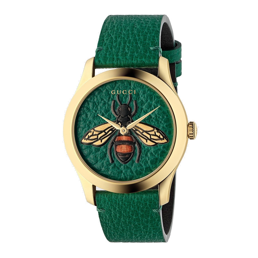 Gucci Green & Yellow Gold Bee Motif G-Timeless Watch