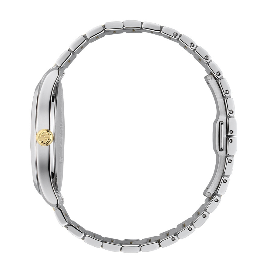 Gucci Two-Tone G-Timeless Kingsnake Silver Sun-Brushed Dial Watch Side View