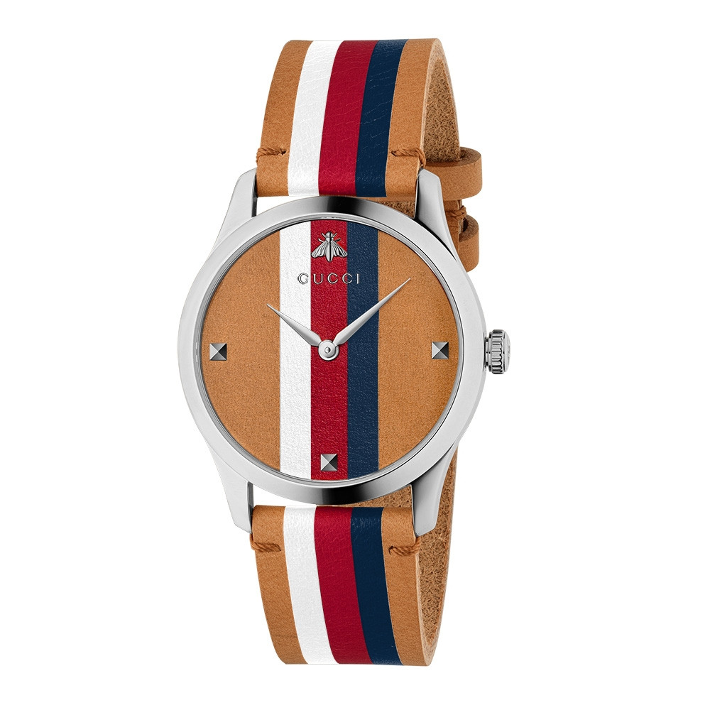 Gucci G-Timeless Red, White & Blue Stripe Watch