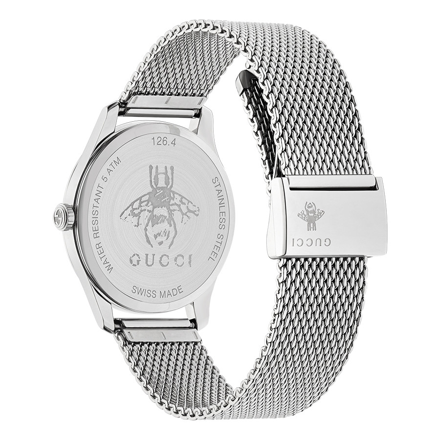Gucci Stainless Steel G-Timeless Diamond & White Mother of Pearl Watch Angle View