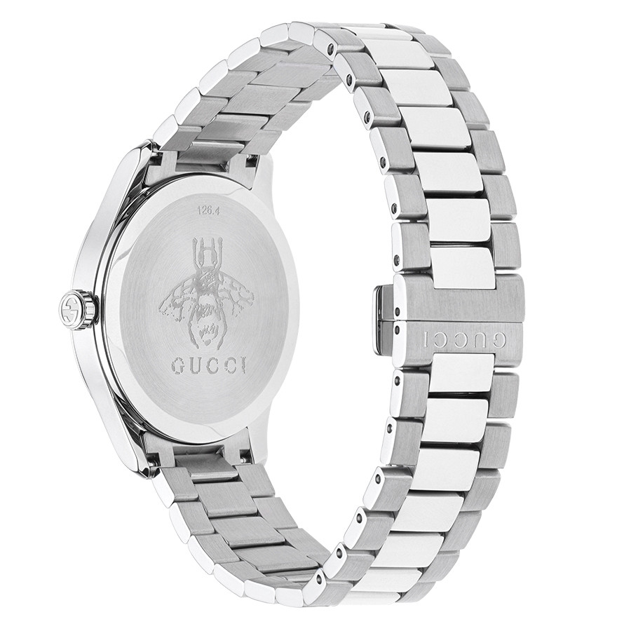Gucci 38mm Stainless Steel G-Timeless Feline Head Motif Dial Watch Angle View