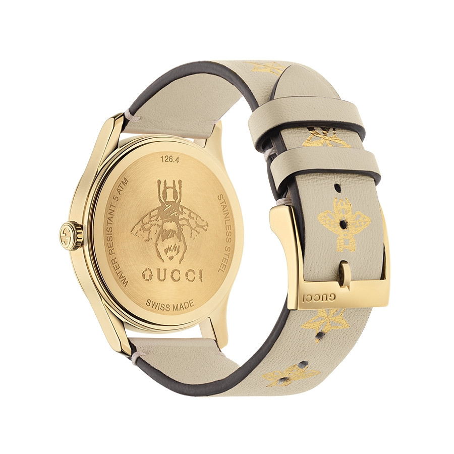 Gucci G-Timeless Garden Yellow Gold Bee & Stars White Dial Watch