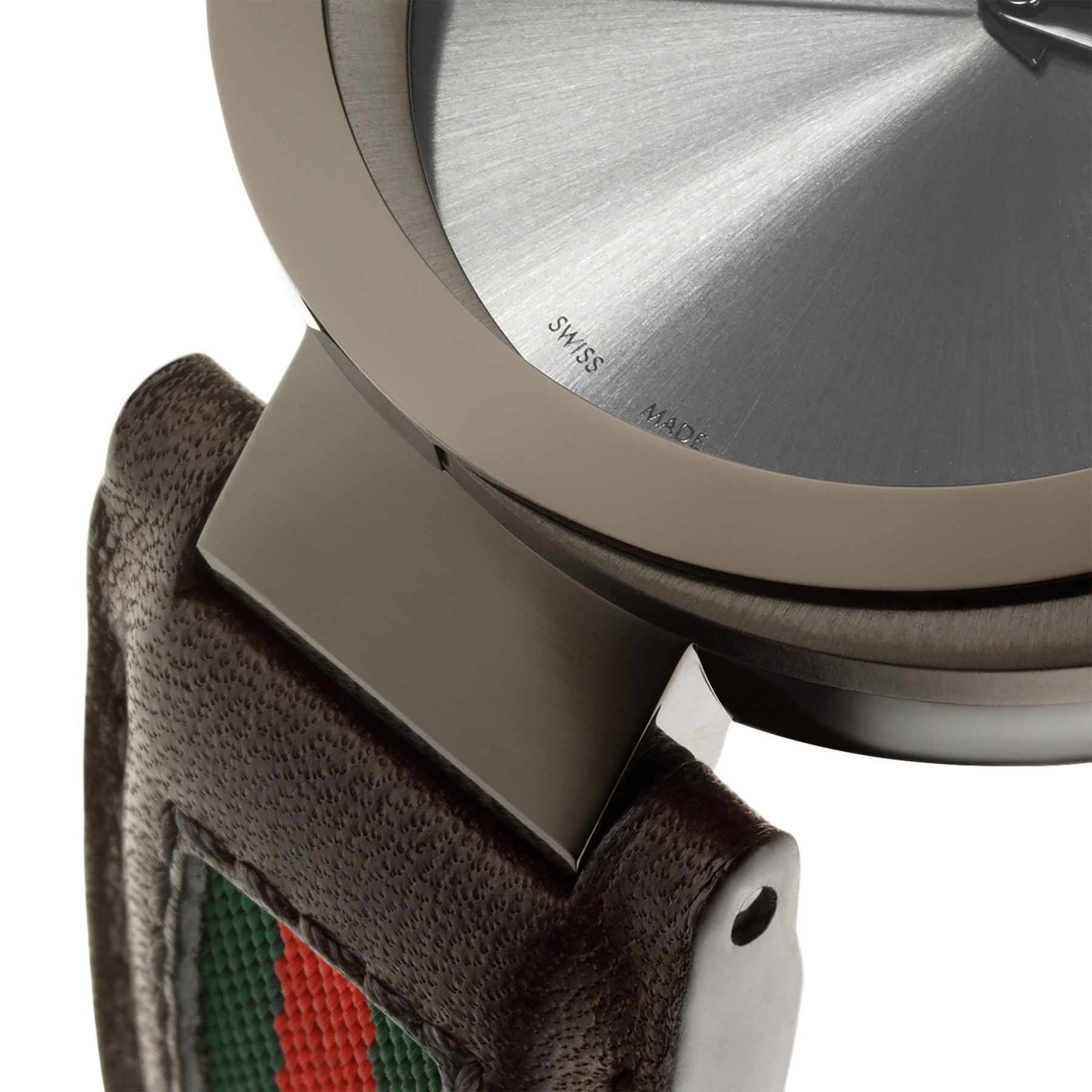 Gucci Interlocking G Black Dial Leather Strap Watch 42mm Close Up