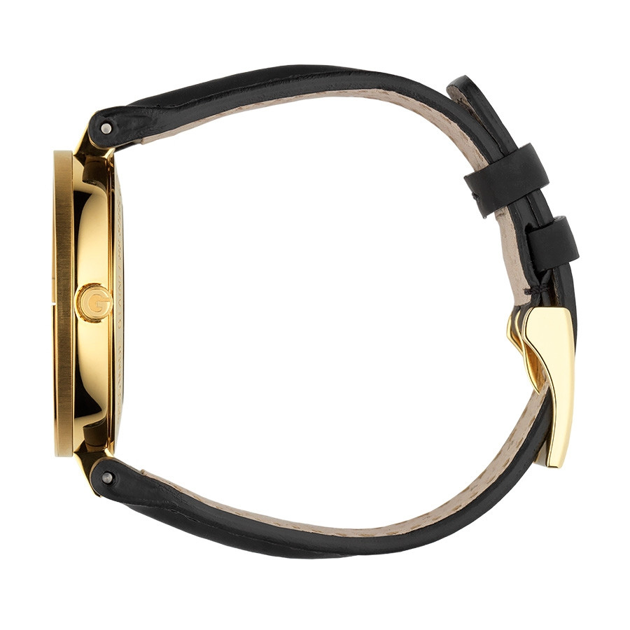 Gucci Interlocking GG Yellow Gold Black Dial Watch Side View