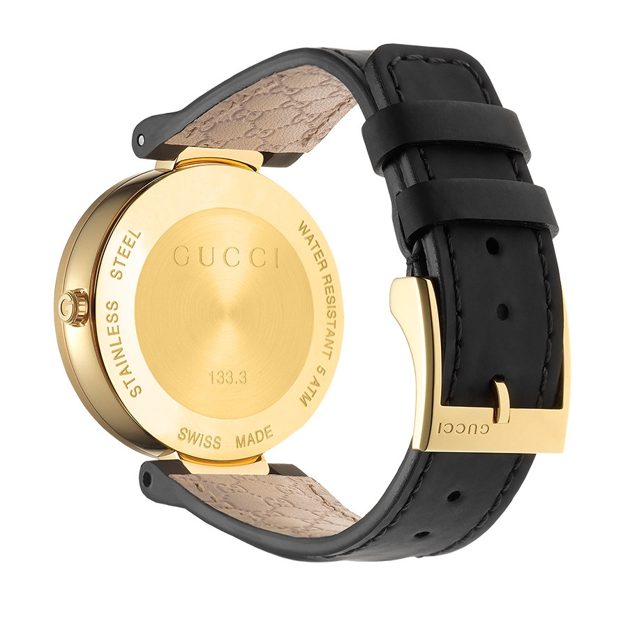 Gucci Interlocking GG Yellow Gold Black Dial Watch Back View
