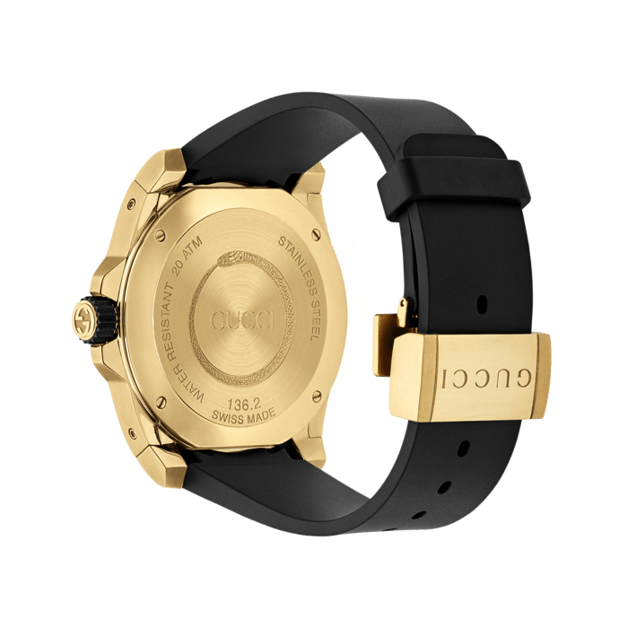 Gucci Dive 45mm Yellow Gold Snake Watch angle