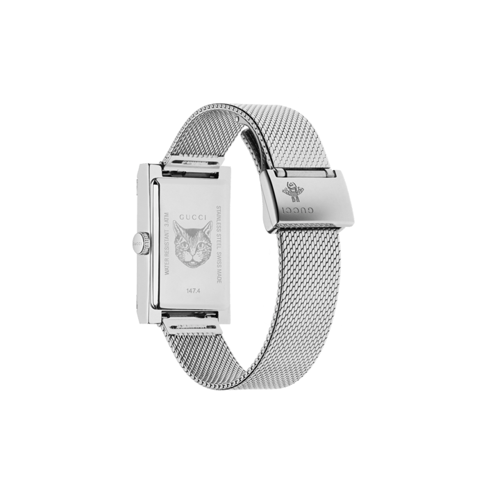 Gucci G-Frame 34mm Stainless Steel Mesh Watch angle