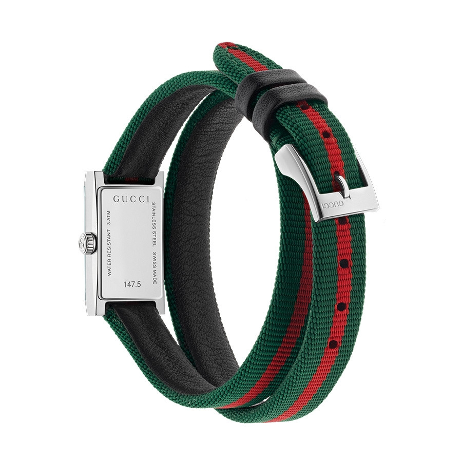 Gucci G-Frame Green & Red Wrap Around Watch Back View