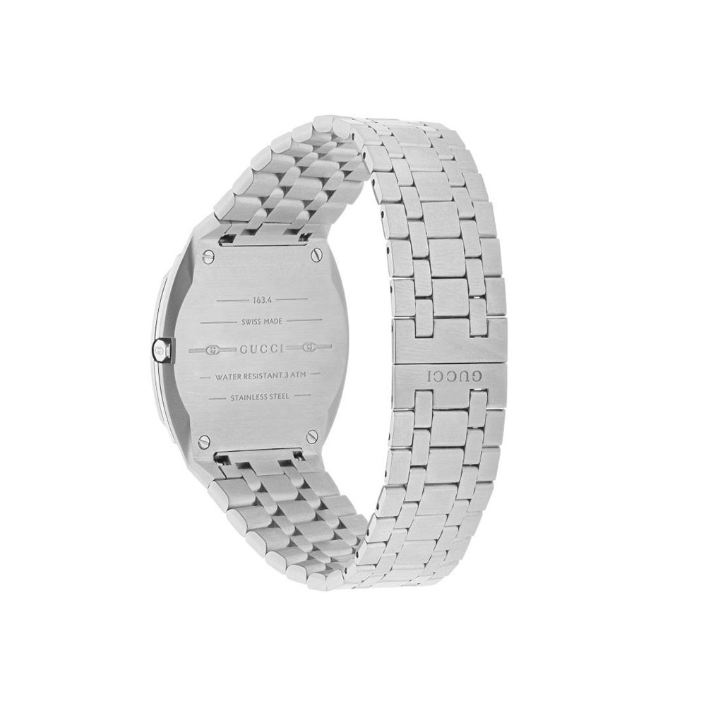 Gucci 25H 34mm Steel Thin Watch with Diamond Bezel YA163401