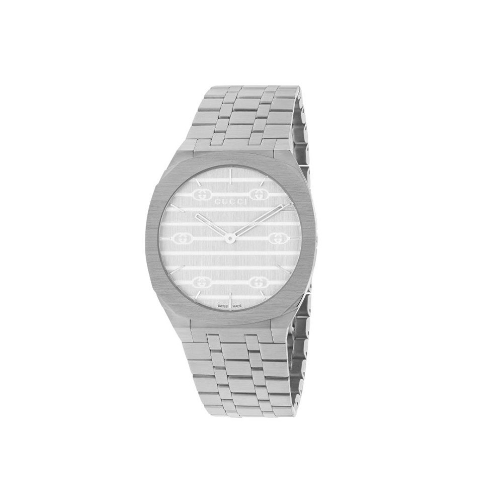 Gucci 25H Stainless Steel and Silver Watch - 34mm