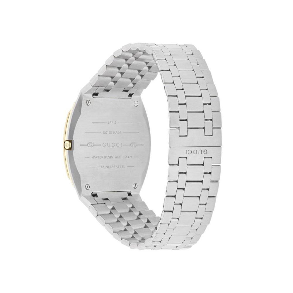 Gucci 25H Steel and Gold Plated Watch back view